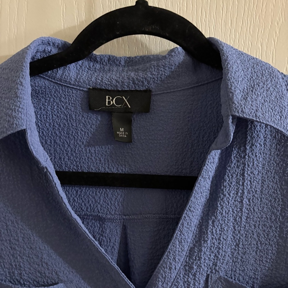 BCX Blue Button Down Shirt for Women - Picture 2 of 3